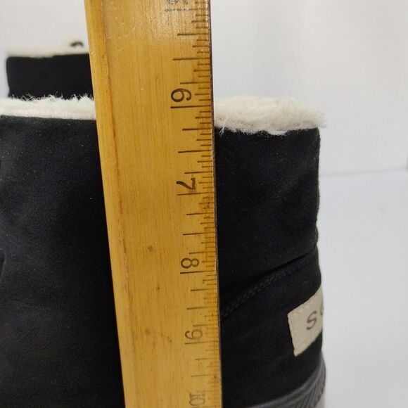 SQL Black Suede Boots Faux Fur lined  Black and Cream  Lace up size 7.5 - Picture 12 of 16